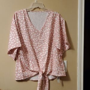Chic Pink Polka Dot Women's Blouse